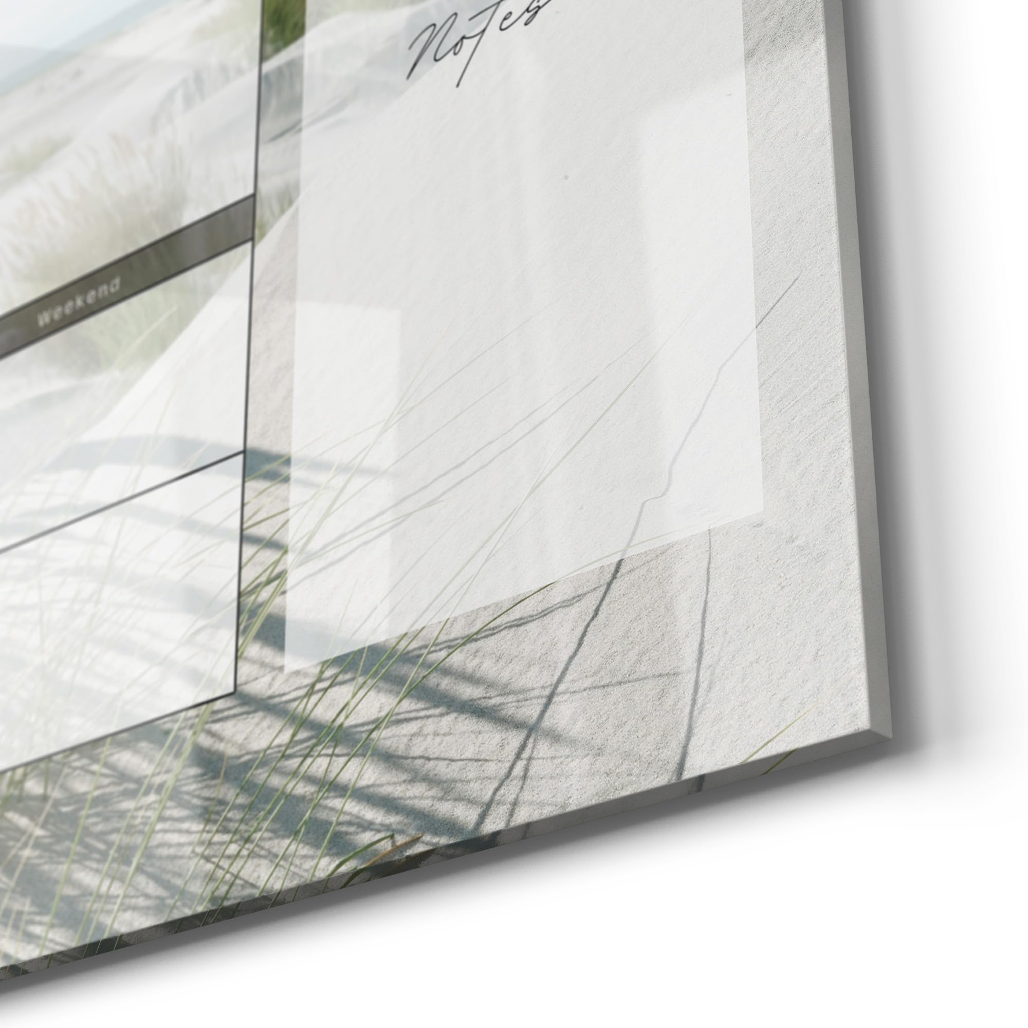DEQORI Lavagna magnetica in vetro | 90 x 60 cm | motivo "Agenda settimanale sabbia (EN)" | Lavagna magnetica con magneti, penna e panno per cucina e ufficio, lavagna magnetica e scrivibile