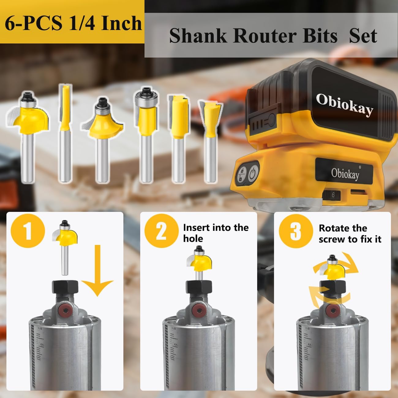 Cordless Wood Router compatible with Dewalt 20V MAX Battery, 6 speeds, 800W 30,000 RPM, Hand Palm Router with 12pcs 1/4"Shank Router Bits for Woodworking,Slotting