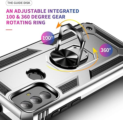 Miniatura 5 de Funda de impacto de grado militar para Motorola Moto G Play 2023, anillo giratorio de metal 360, soporte de soporte, funda resistente a prueba de