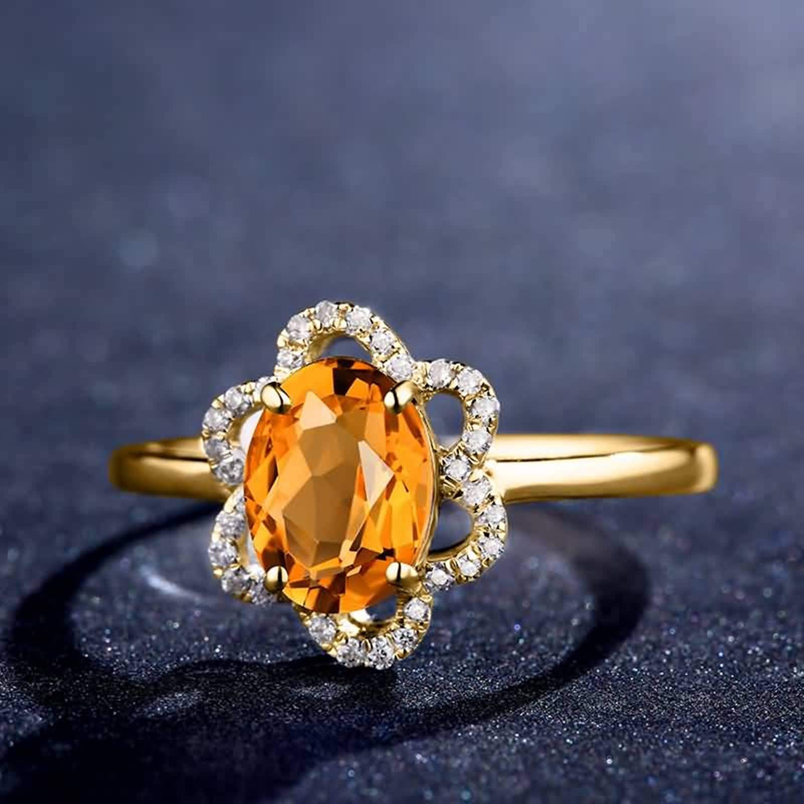 Damski pierścionek złoto 750 prawdziwe kwiaty z cytrynem 1,2 ct obrączki ślubne bez niklu pierścionek ślubny złoty diament e 18 karatów (750) żółte złoto, 54 (17,2), colore: złoto, cod. BSLWFNZ1420