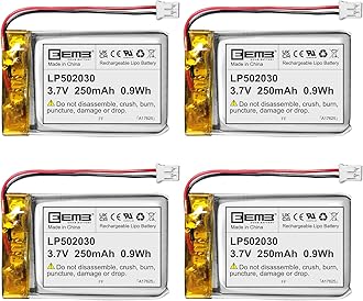 EEMB 4PACK Lithium Polymer Battery 3.7V 250mAh 502030 Lipo Rechargeable Battery Pack with Wire JST Connector for VXI Blue Parrott- Confirm Device & Connector Polarity Before Purchase (4)