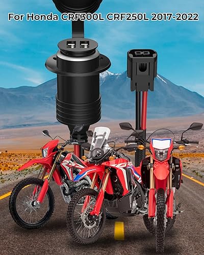 Miniatura 6 de Cargador USB para motocicleta, doble puerto USB a prueba de agua, cargador de teléfono de motocicleta para Honda CRF300L CRF250L 2017-2022, cargador