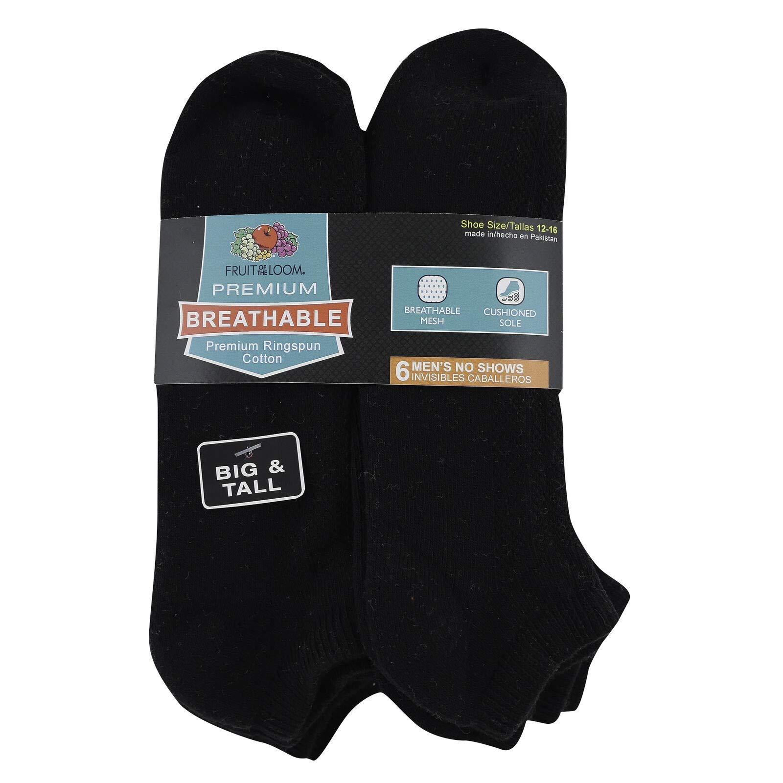 Fruit of the Loom Calcetines grandes y altos transpirables para hombre (6 unidades)