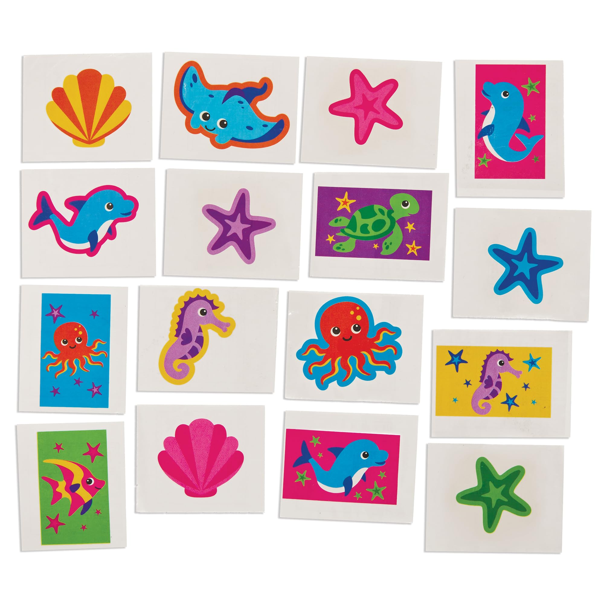 Baker Ross FX687 Sealife Tattoos - Pack of 80, Temporary Tattoos for Kids, Party Bag Gifts, Toys for Kids