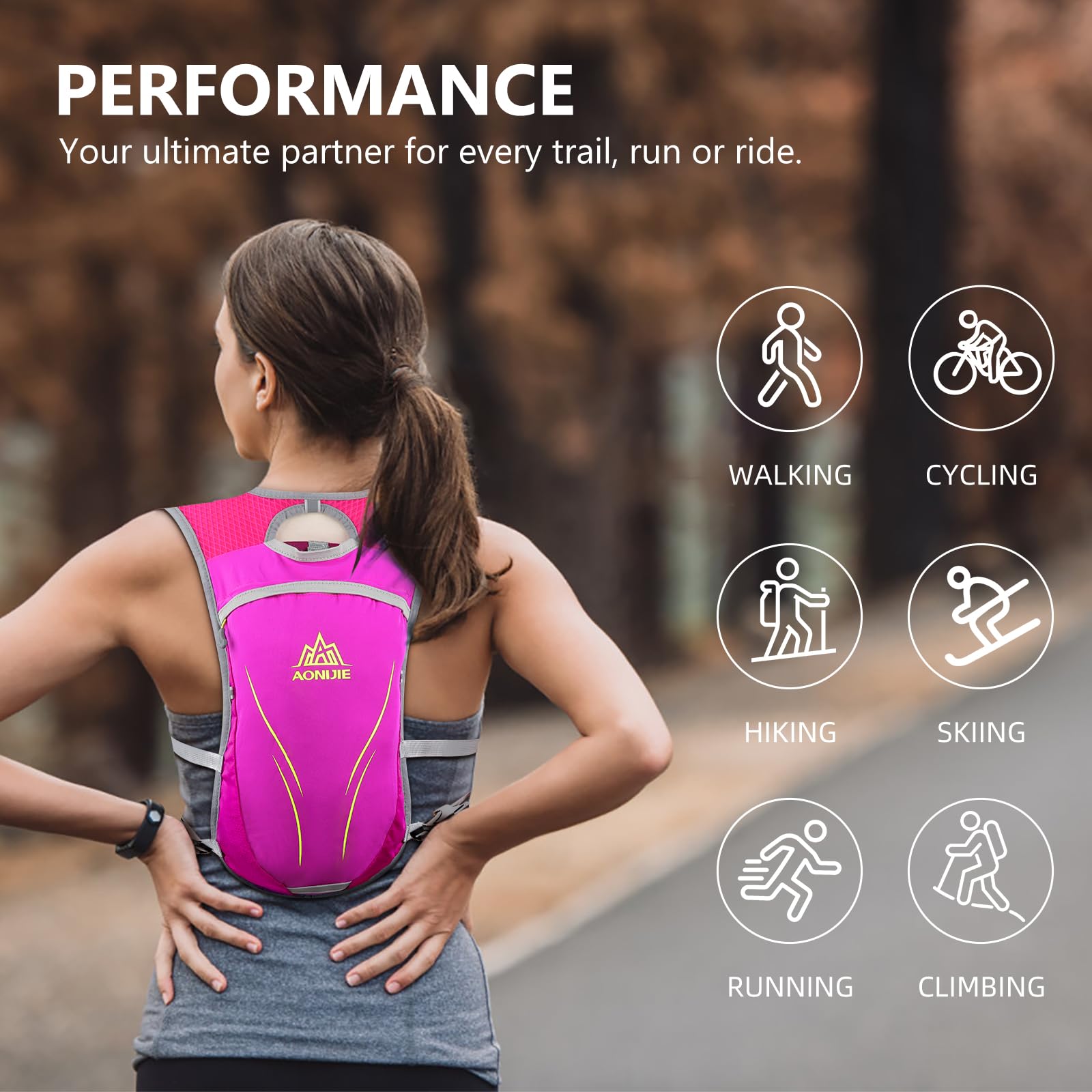 Geila Sac à dos d'hydratation ultraléger (5,5 L) pour la course, le trail, le marathon et le cyclisme – Comprend 2 bouteilles d'eau de 250 ml