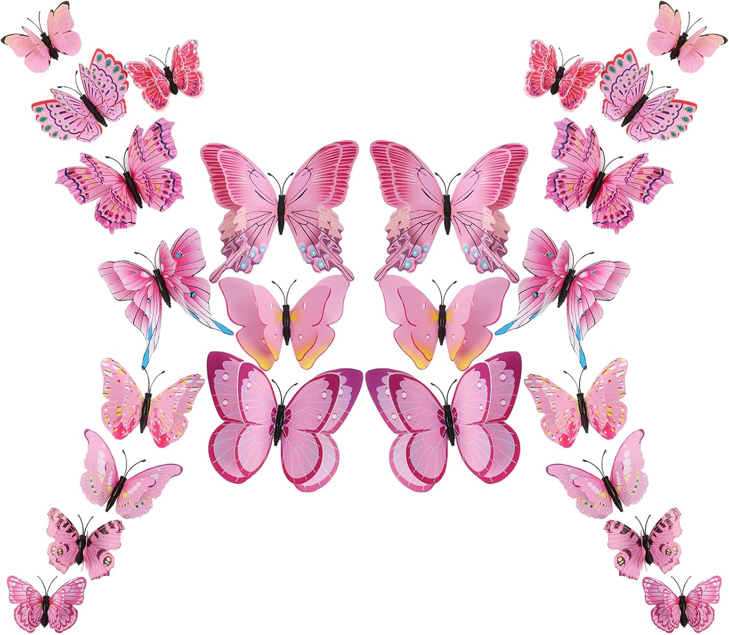 24pcs 3D Butterfly Wall Sticker Butterfly Decorative Double Layer
