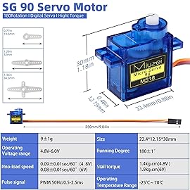 Sg90 9g Micro Servo Motor, Miuzei Mini Small Servos Motor Kit Metal Gear for Arduino RC Car Airplane Robot (5)