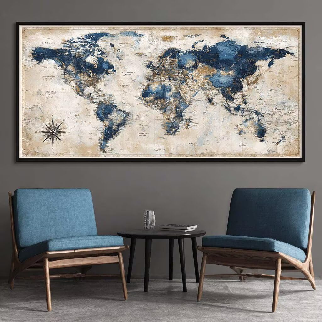 Diamond Painting Kits for Adults, 5D Diamond Art Retro 50x100cm, DIY Large Map Dimond Art kits Adults, Full Drill Crystal Rhinestone Embroidery Canvas Gem Arts and Crafts for Home Wall Decor (DP353)