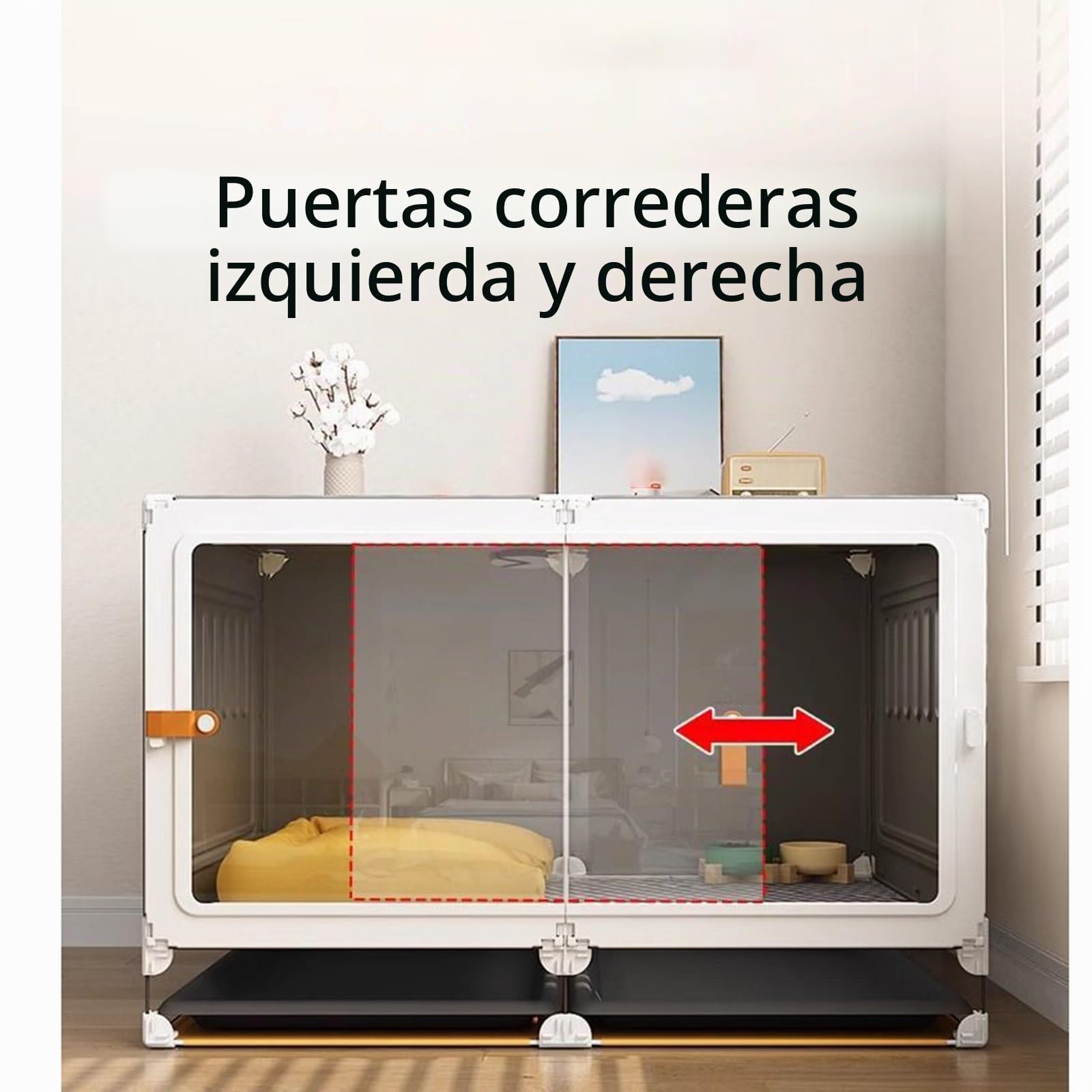 Conejera de madera for cobayas, jaula for hámster, jaula for conejos, casa de un solo piso for animales pequeños, jaula de madera for cobayas con soporte extraíble(Black,105 * 45cm)