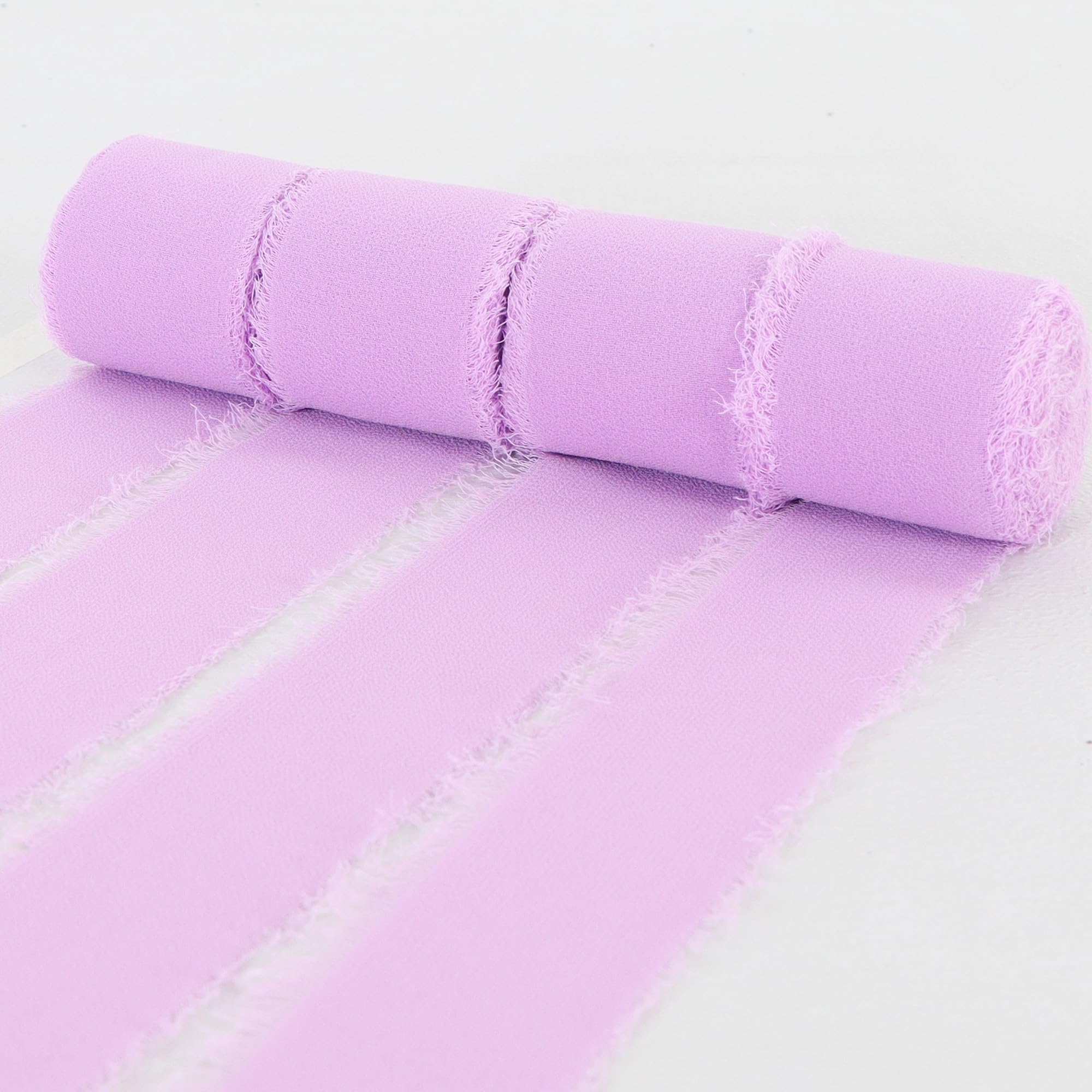 TONIFUL 4 Rolls Light Purple Chiffon Ribbon 1 1/2 inch× 5.5 Yards Fabric Silk Ribbon for Gift Wrapping Wedding Party Decoration Flower Bouquet Wrapping Bows Making DIY Crafts(Total 22yards) - Image 3