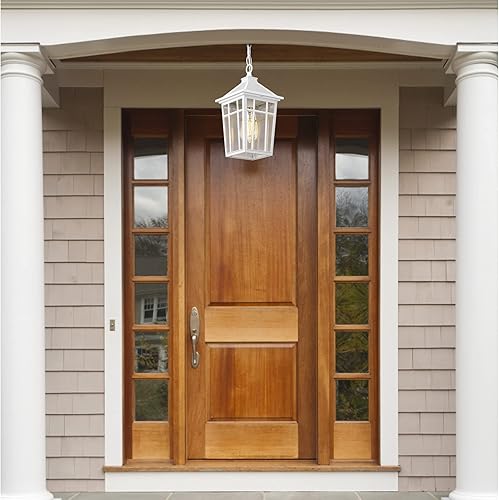 Miniatura 6 de Darkaway Lámpara colgante al aire libre, luz colgante al aire libre, luces de porche, accesorios de aluminio antioxidante impermeable con vidrio