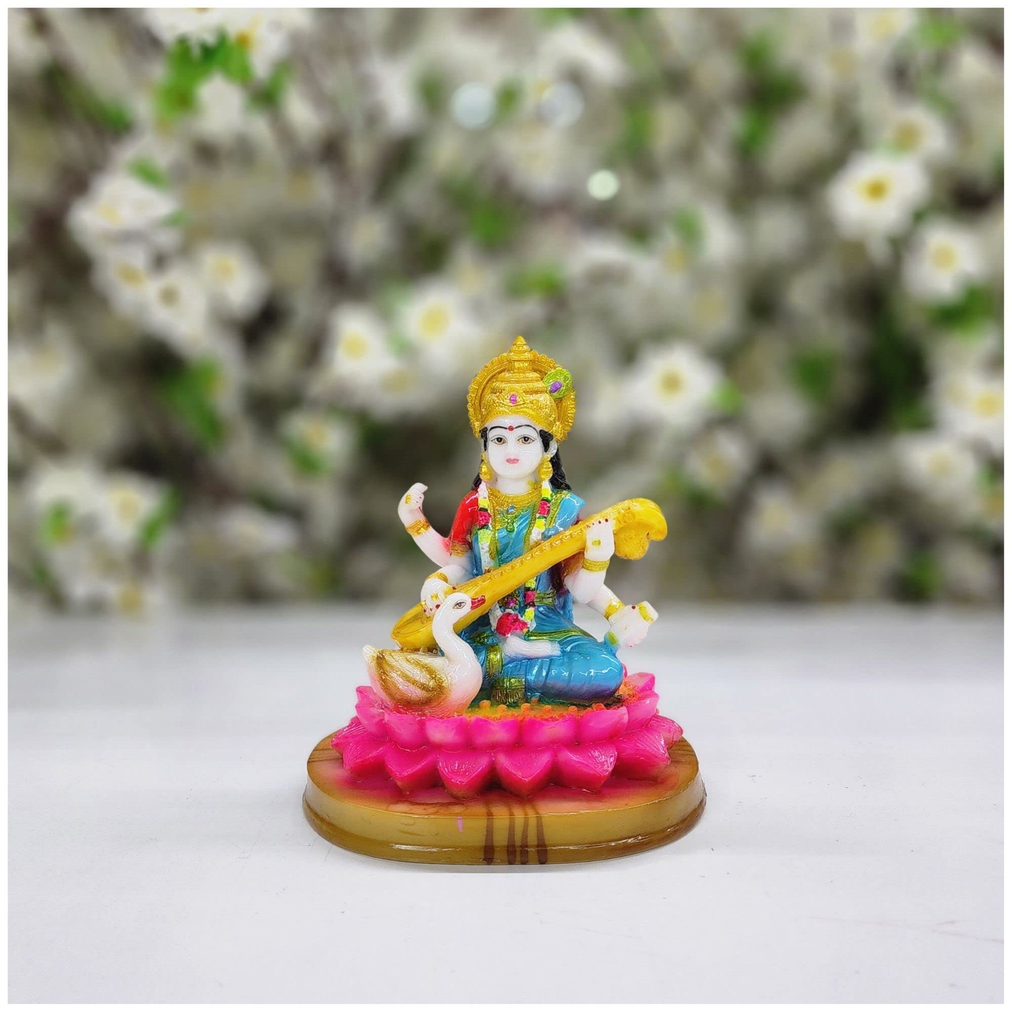 Buy AtoZ India Cart Saraswati Statue in Resin Small Saraswati Idol for