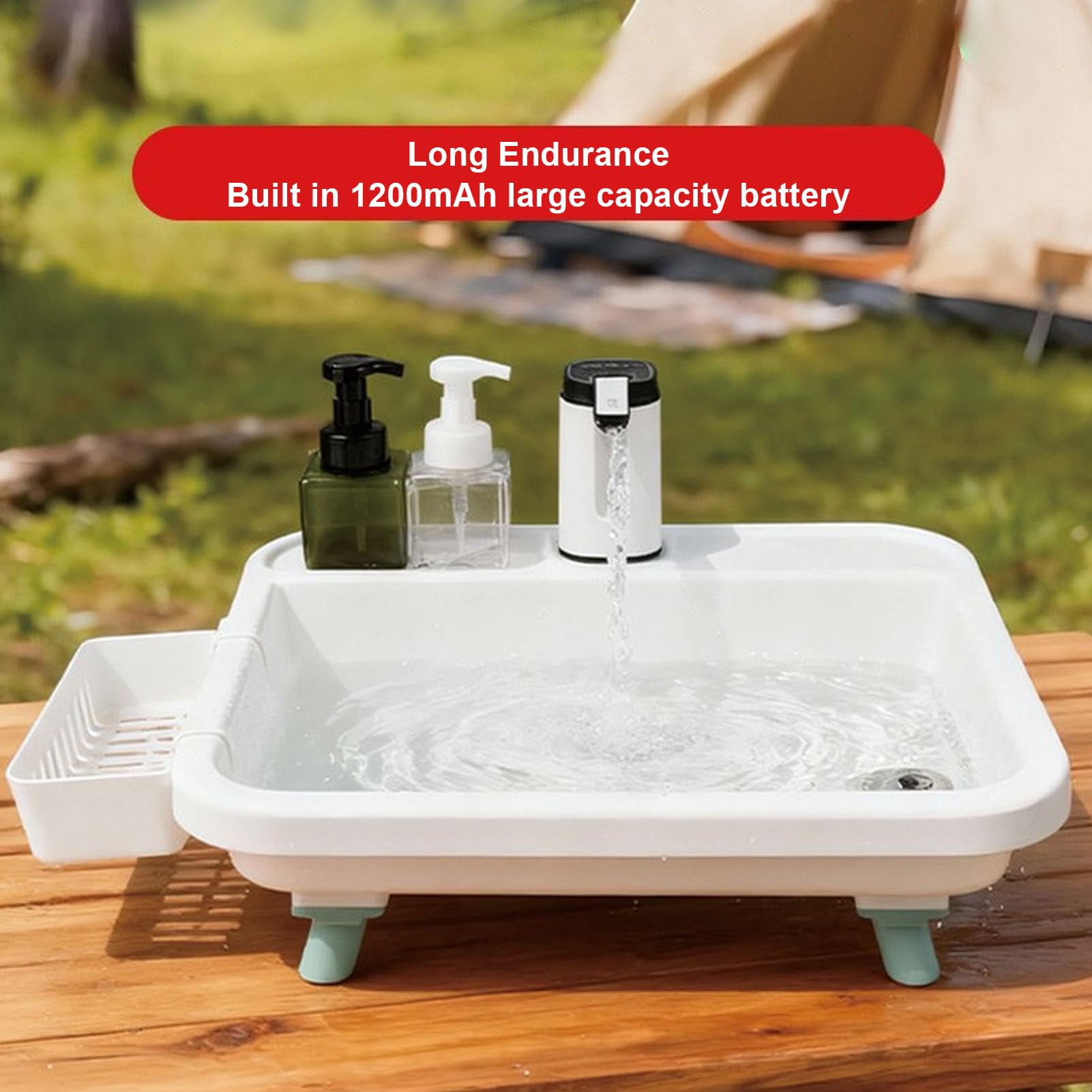 Lavabo Portátil para Camping con Bomba de Agua Eléctrica