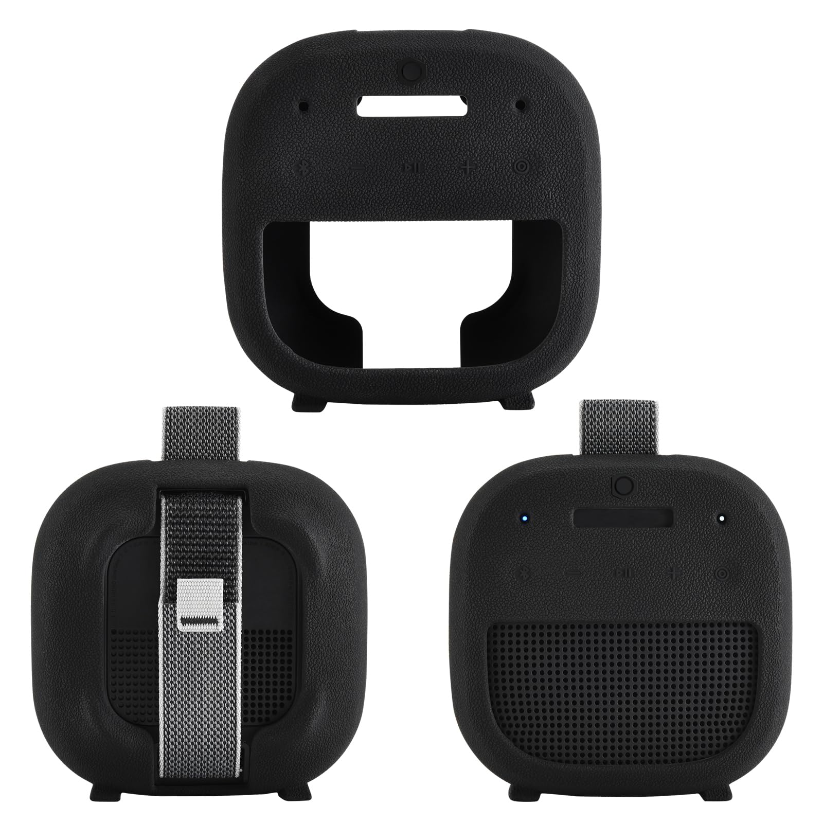 Silikonowe Etui do Bose Nowość Przenośny głośnik SoundLink Micro (2. generacji),do Bose SoundLink Micro 2nd Przenośny Pokrowiec Podróżny Futerał Ochronny z Karabinek,Czarny