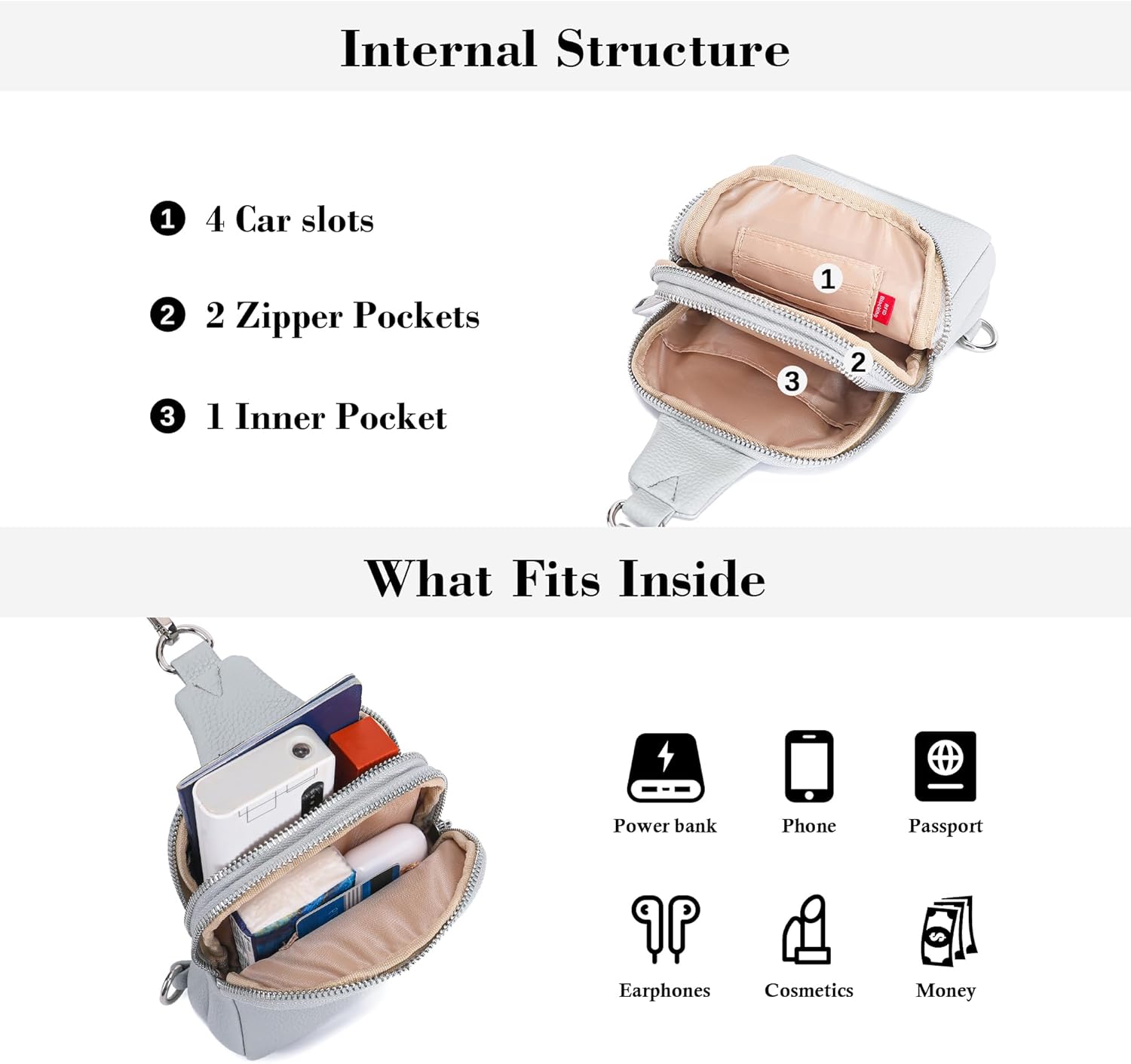 INICAT Anti Theft Crossbody Bags for Women Travel Small Sling Bag Fanny Packs Cross Body Purses Everyday