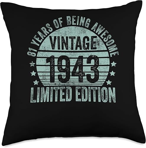 Retro 81st Birthday Gifts Men Women Throw Pillow, 18x18, Multicolor