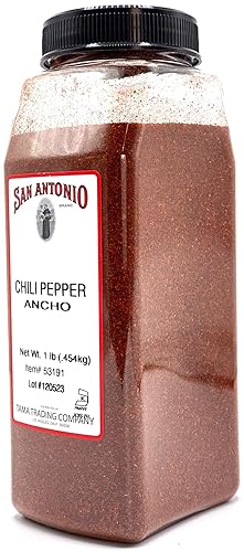 San Antonio Brand Pimienta de chile ancha molida premium, chile en polvo suave, carne de barbacoa, tamaño de servicio de alimentos a granel, 16 onzas