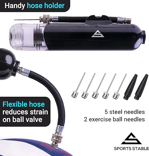 Miniatura 4 de Dual Action Ball Pump with 5 Spare Needles and Plastic Adaptor for Your Football, Basketball, Soccerball, Pilates Ball, Volleyball, Handball, etc.