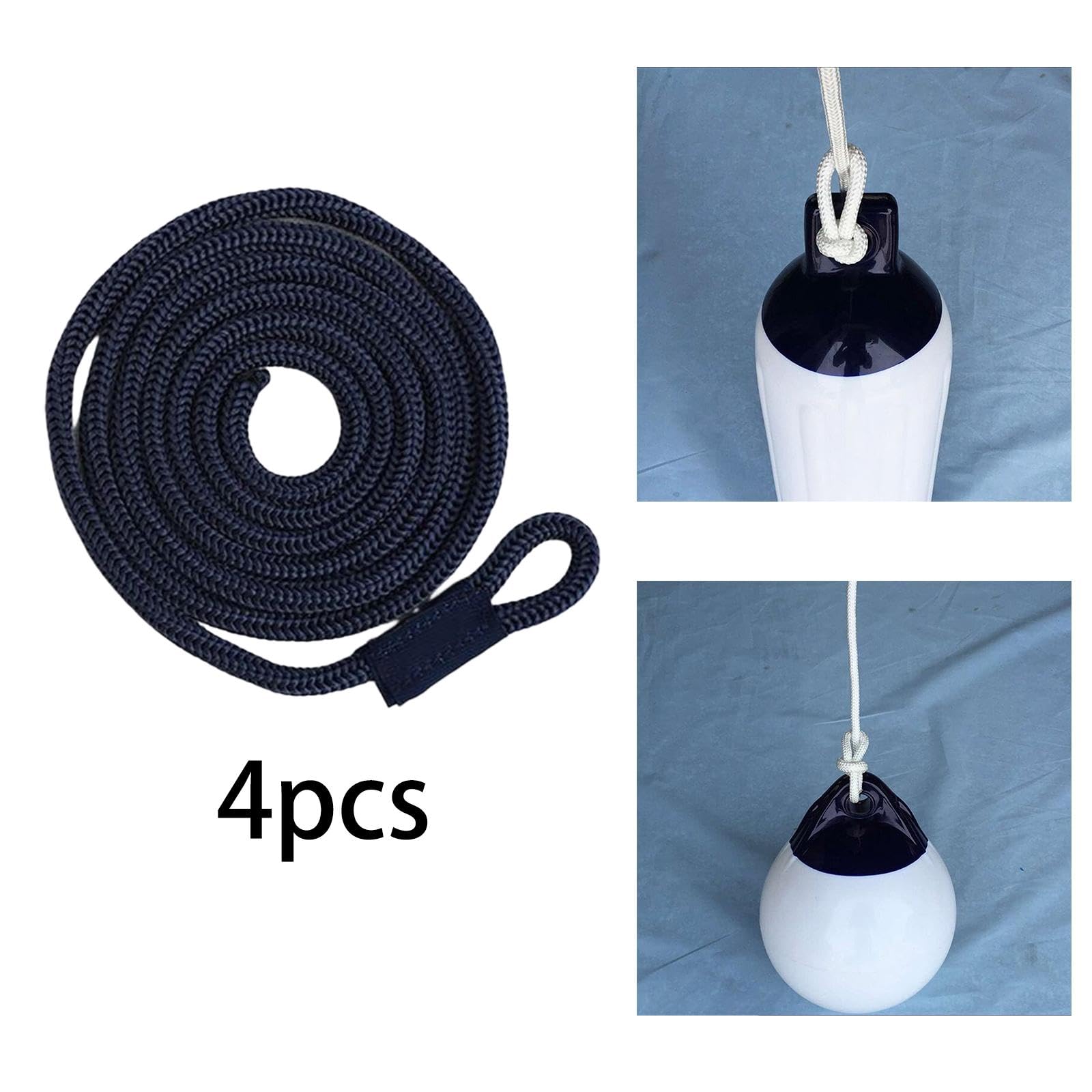 Defensas para parachoques de barco marino – 4 líneas de muelle de 1,5 m, protección duradera para guardabarros de kayak, resistente, 0,65 x 150 cm para navegación y acoplamiento seguros