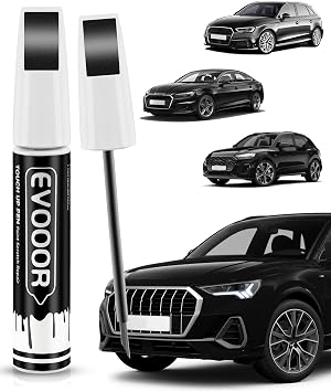 Touch Up Paint Compatible with Audi Exact Match 2 in 1 Touch up Pen for Chips and Nicks Repair Mythos Black MetallicLY9T/0E with 2pcs Disposable Micro Applicators