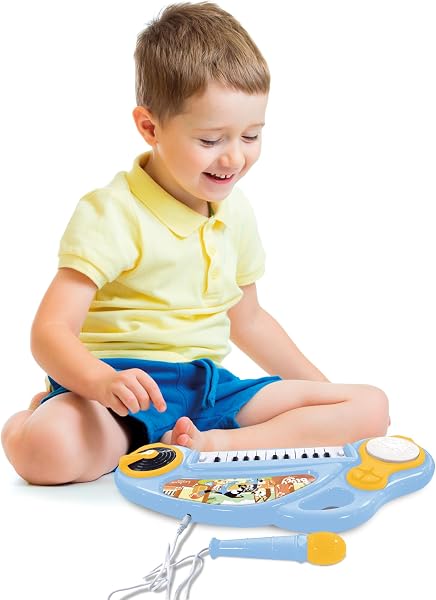 LEXIBOOK, Bluey, Piano electrónico para niños con Efectos Luminosos, Azul y Amarillo, K704BY - 4