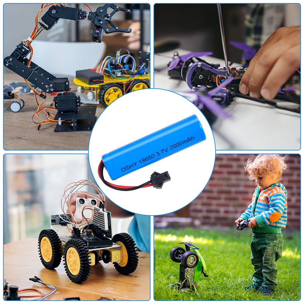 4PCS LiPo Batteria 1800mAh 3,7V RC Batterie Ricaricabili con USB cavo di ricarica e spina SM 2P, RC Batteria al litio 18650 per RC Auto Telecomandato Camion RC Robot