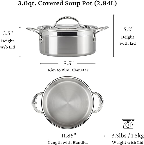 Miniatura 8 de Hestan ProBond Forged - Olla de sopa de acero inoxidable con revestimiento profesional, 3 cuartos de galón, compatible con inducción