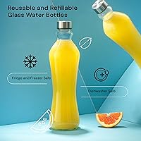 Vista 5 de JoyJolt Botellas de agua de vidrio, juego de 2 piezas, 32 onzas/1 litro, vidrio transparente con tapas de acero inoxidable, a prueba de fugas, ideal