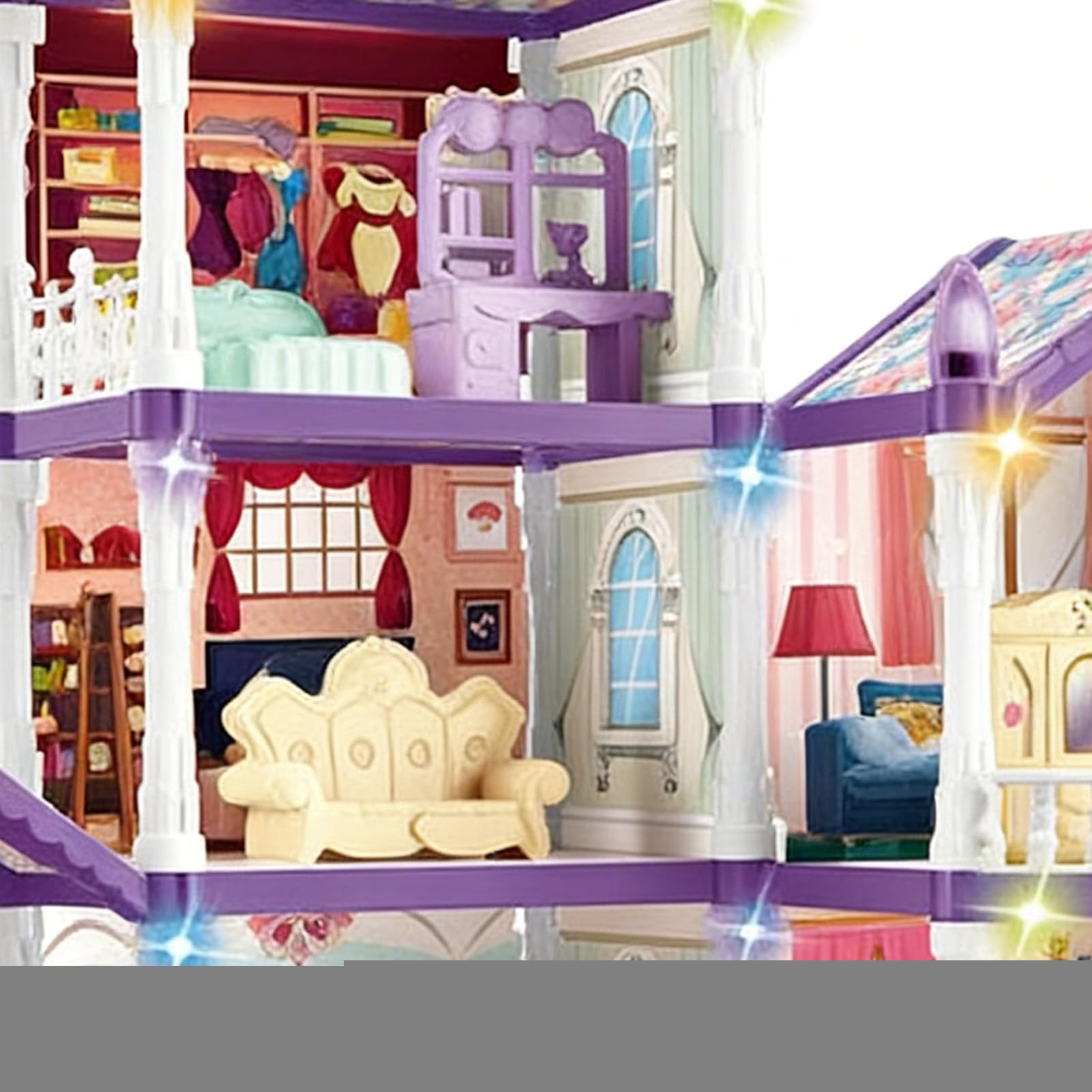 Casa delle bambole per bambini, casa delle bambole illuminata, castello principessa, casa giochi di ruolo ed educazione, casetta interattiva con , giocattolo educativo per bambini