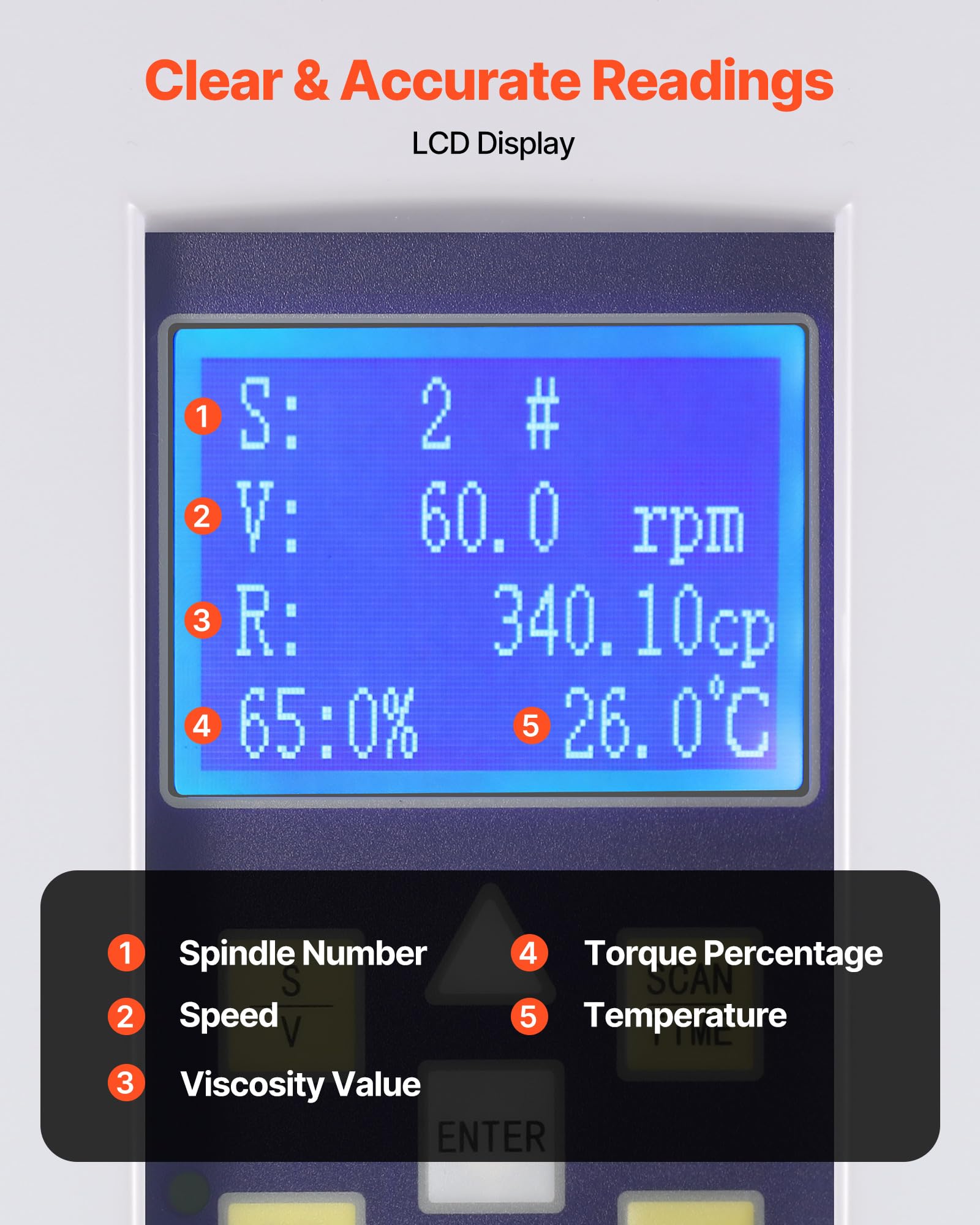 VEVOR Cyfrowy obrotowy wiskozymetr laboratoryjny tester lepkości 10 – 10 0000 mPa·s dokładność ±2%, 100-240 V, wiskozymetr do obróbki lakieru 4-pinowy czujnik temperatury wyświetlacz LCD