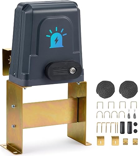 CO-Z Abridor de puerta mejorado de 1400 libras con sistema de alarma, abridor deslizante automático para puertas de hasta 40 pies, motor eléctrico