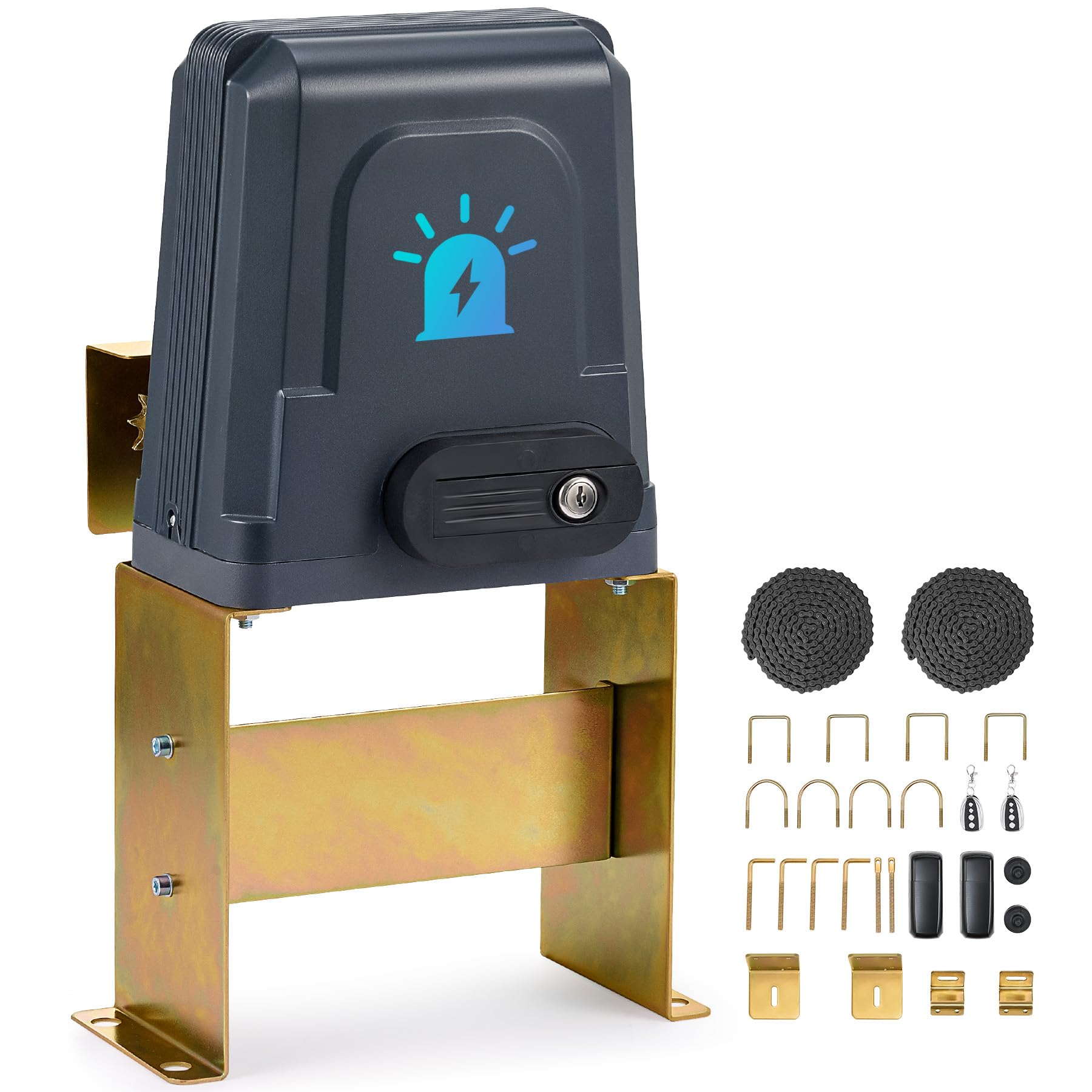 Photo 1 of CO-Z Upgraded 1400lb Gate Opener with Alarm System, Automatic Sliding Opener for Gates up to 40ft, Electric Slide Gate Motor with Remote Control and Wireless Sensor, Auto Complete Gate Operator Kit Upgraded Model