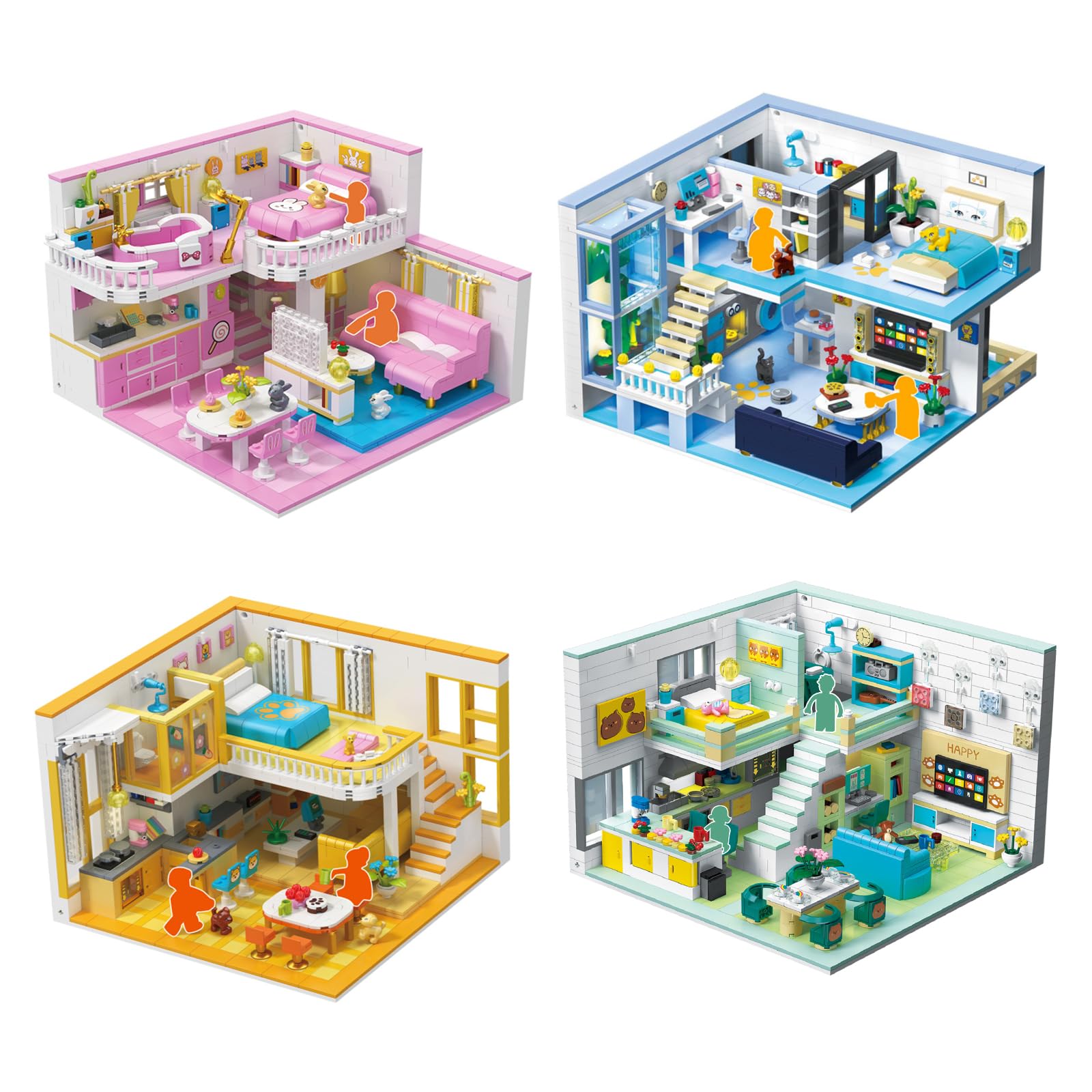 Jouet de Construction, Kit de Mini Modèle de Bloc Maison d'amis, Bloc de Maison Modulaire de Dessin Animé, Jouet Éducatif STEM Cadeau pour Ados Enfants 8+, 1035 Pièces