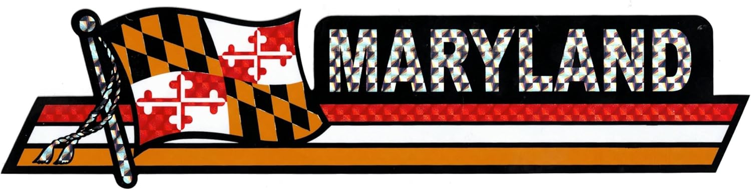Pack of 50 Maryland State Flag 3"x12" Reflective Decal Bumper Sticker DCX-521