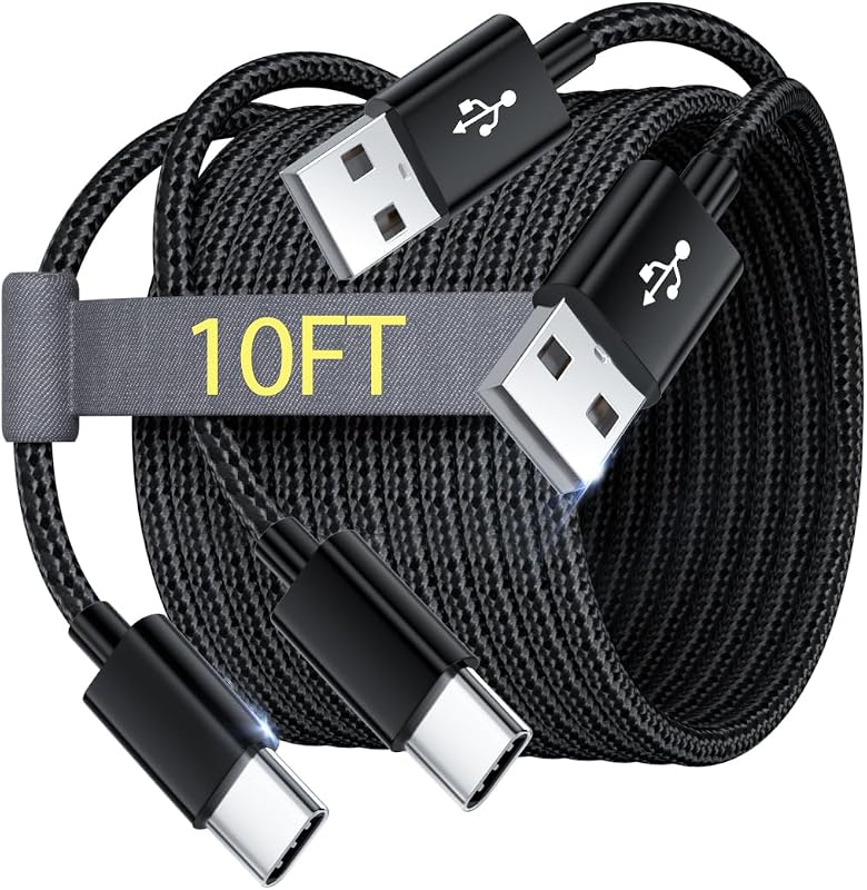 2Pack 10FT USB C Cable Fast Charger for Amazon Fire HD 10 9th - 11th Generation Tablet 2019 2021,HD 8 2020 Gen HD7 Inch 2022 Kids Pro Edition,USBC Charging Cable Power Cord for Kindle Fire Max 11 2023