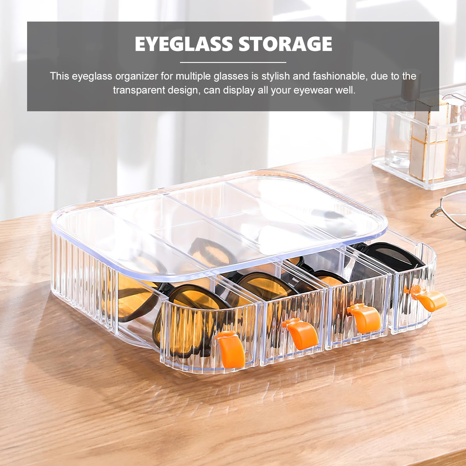 Boîte de Présentation pour Lunettes de Soleil 4 Tiroirs en Acrylique Transparent, Rangement Léger et Pratique pour Magasin ou Usage Domestique