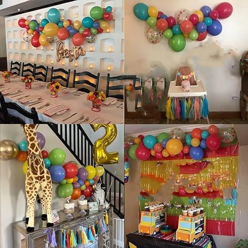 Miniatura 5 de Kit de arco de guirnalda de globos coloridos, globos surtidos de arcoíris, globos de látex de confeti multicolor, rosa intenso, pavo real, azul