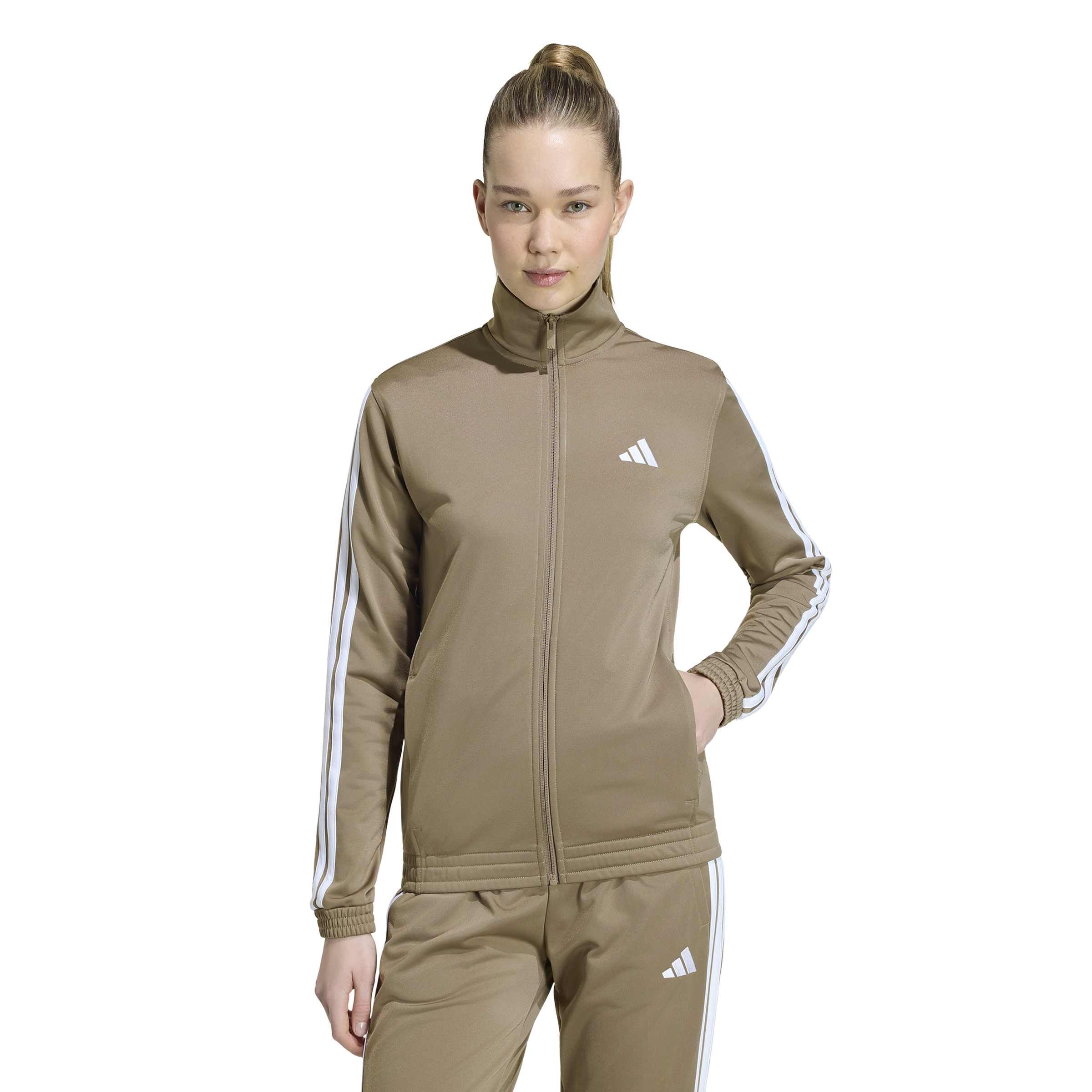 adidas Kobiety Tricot 3-Stripes Tracktop Sweatshirt, Khaki Six/white, L