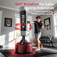 Vista 2 de FITVEN - Bolsa de boxeo independiente con guantes de boxeo, bolsa de boxeo pesada con base de ventosa - Bolsa de kickboxing para hombres