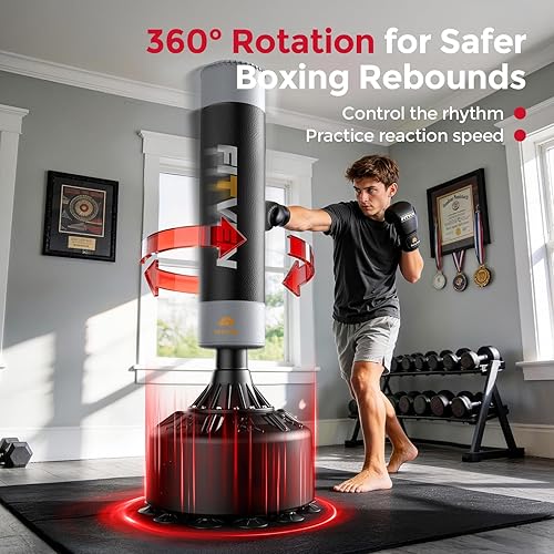 Miniatura 2 de FITVEN - Bolsa de boxeo independiente con guantes de boxeo, bolsa de boxeo pesada con base de ventosa - Bolsa de kickboxing para hombres