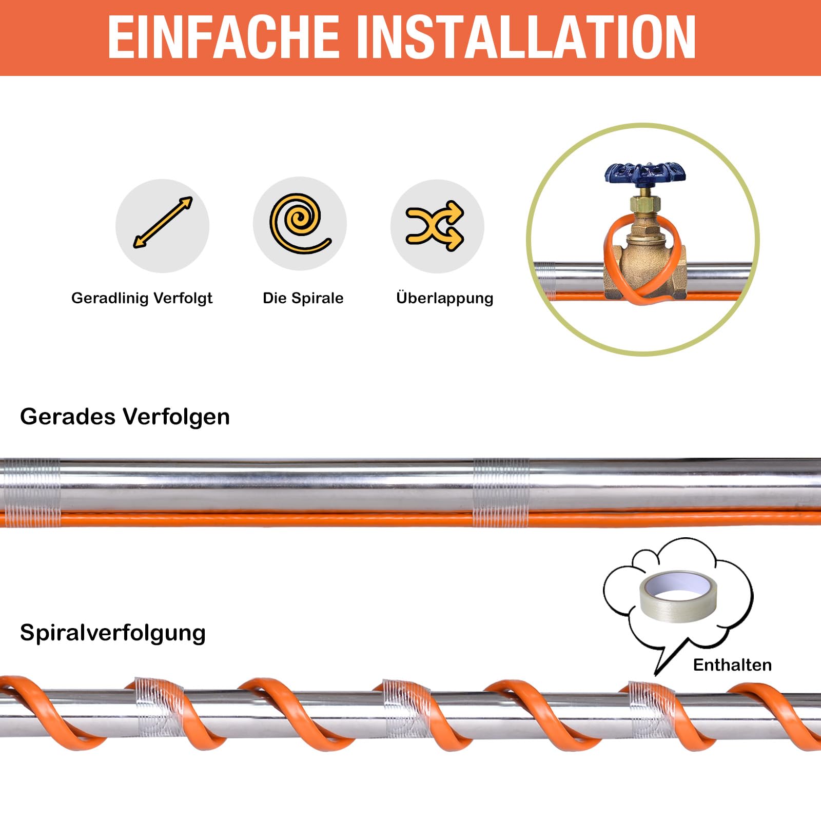 Cavo Riscaldante Antigelo Autoregolante Plutohiker 6m - Per Tubi Acqua, Grondaie, Piante, 25W/m - Foto 14