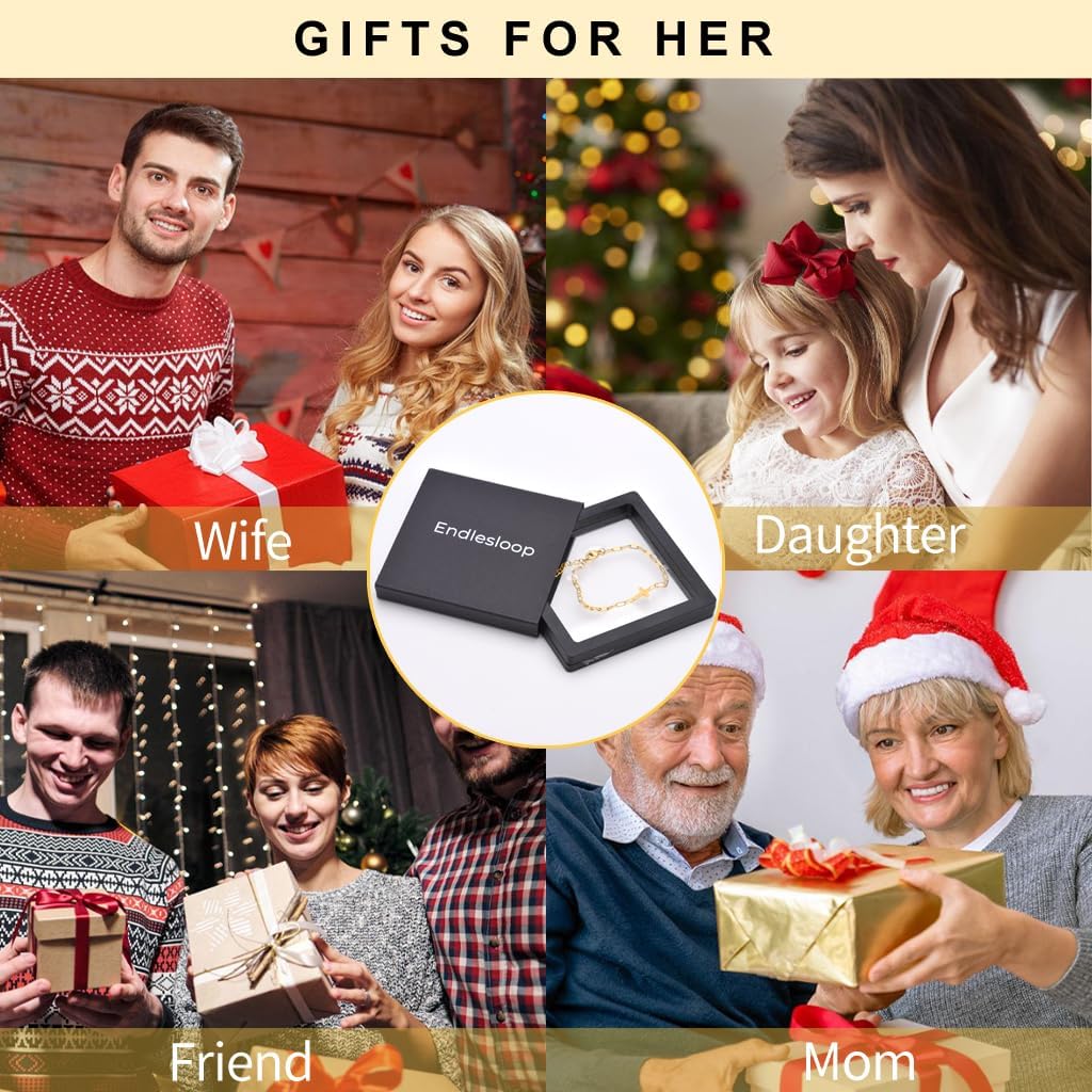 Dainty Gold Bracelet for Women Trendy 14K Gold Plated Bracelet for Women Non Tarnish Stackable Knot Infinity Cross Paperclip Clover Link Chains Bracelet Set Jewelry Gifts - Image 7