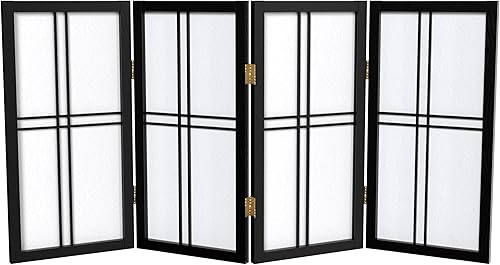 Miniatura 27 de Pantalla Shoji de doble cruz corta para escritorio de 2 pies - Nogal - 6 paneles Walnut,Negro
