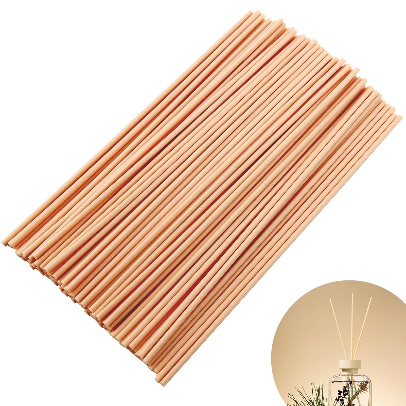 Juego de 100 Varillas Difusoras de Láminas - Varillas de Mimbre de Madera, Varillas de Repuesto para Difusores de Vidrio, para SPA, Meditación y Ambiente Hogareño, 20cm de Largo