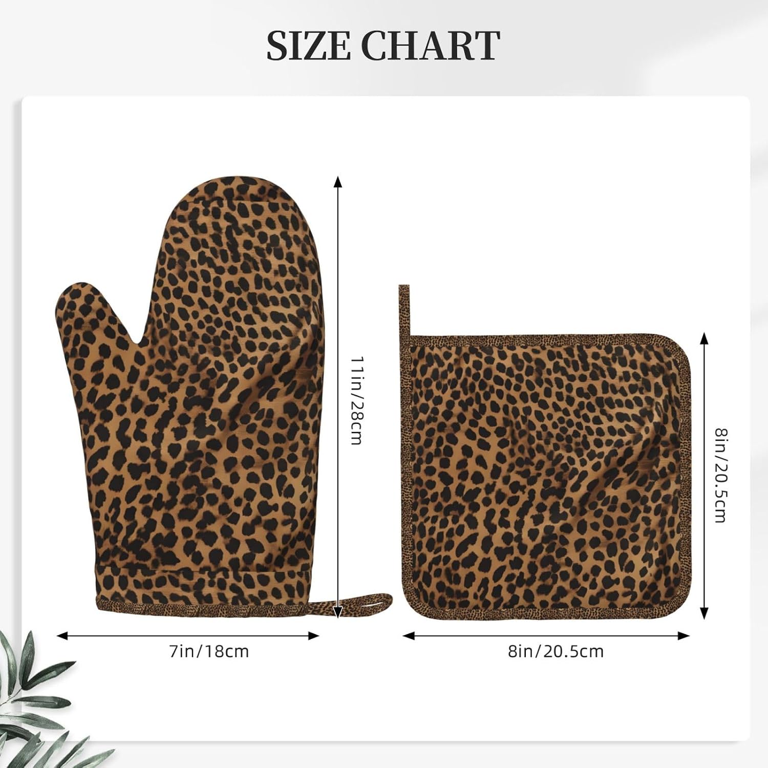 Oven Mitts and Pot Holders for Outdoor Cooking Baking BBQs Heat Resistant Polyester Silicone Oven Gloves Hot Pads, Kitchen Decor and Accessories Home Must Haves List - Leopard Print, Black image 3