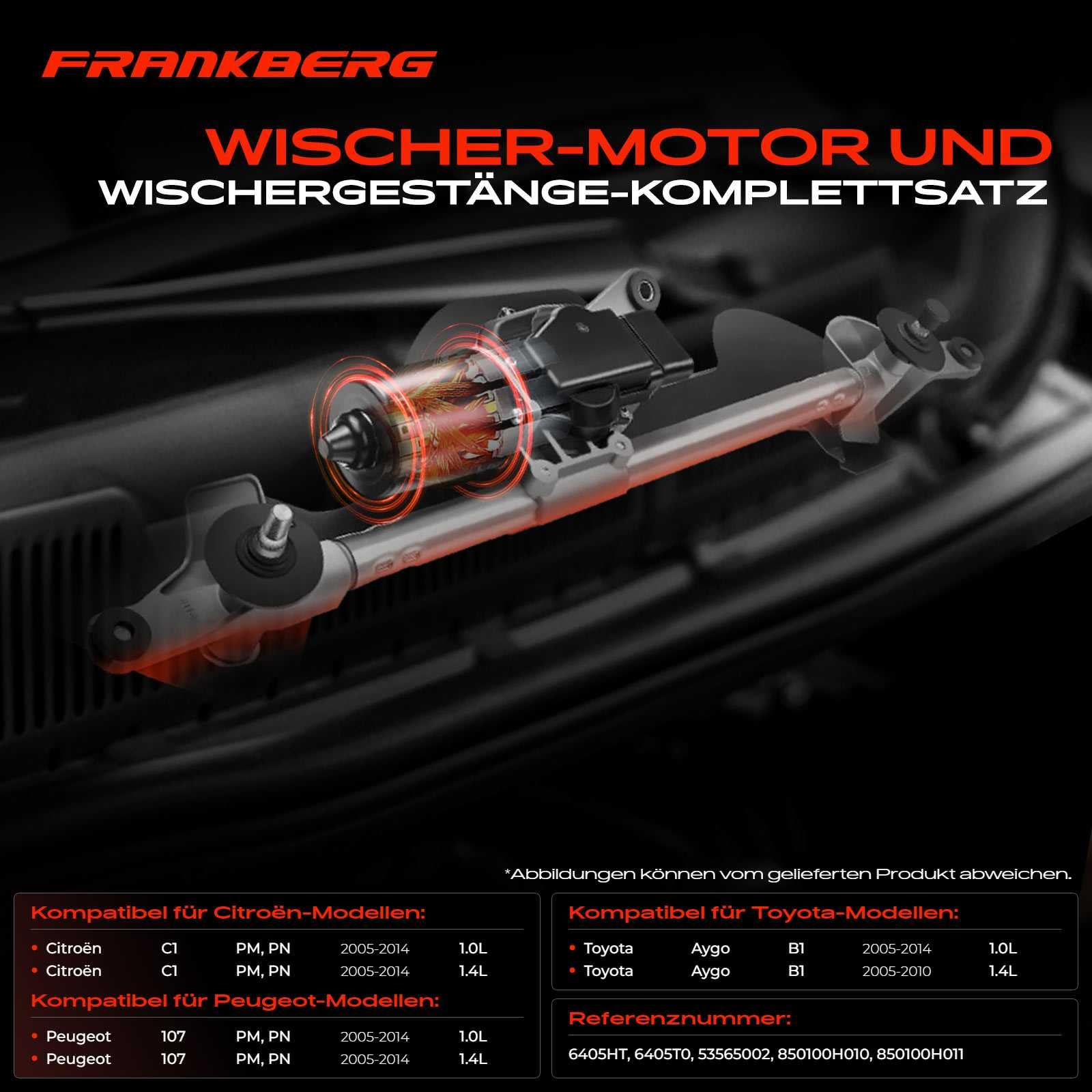 Frankberg Asta tergicristallo Motore tergicristallo Compatibile con Aygo B1 C1 PM PN 107 PM Replace# 6405HT,850100H010