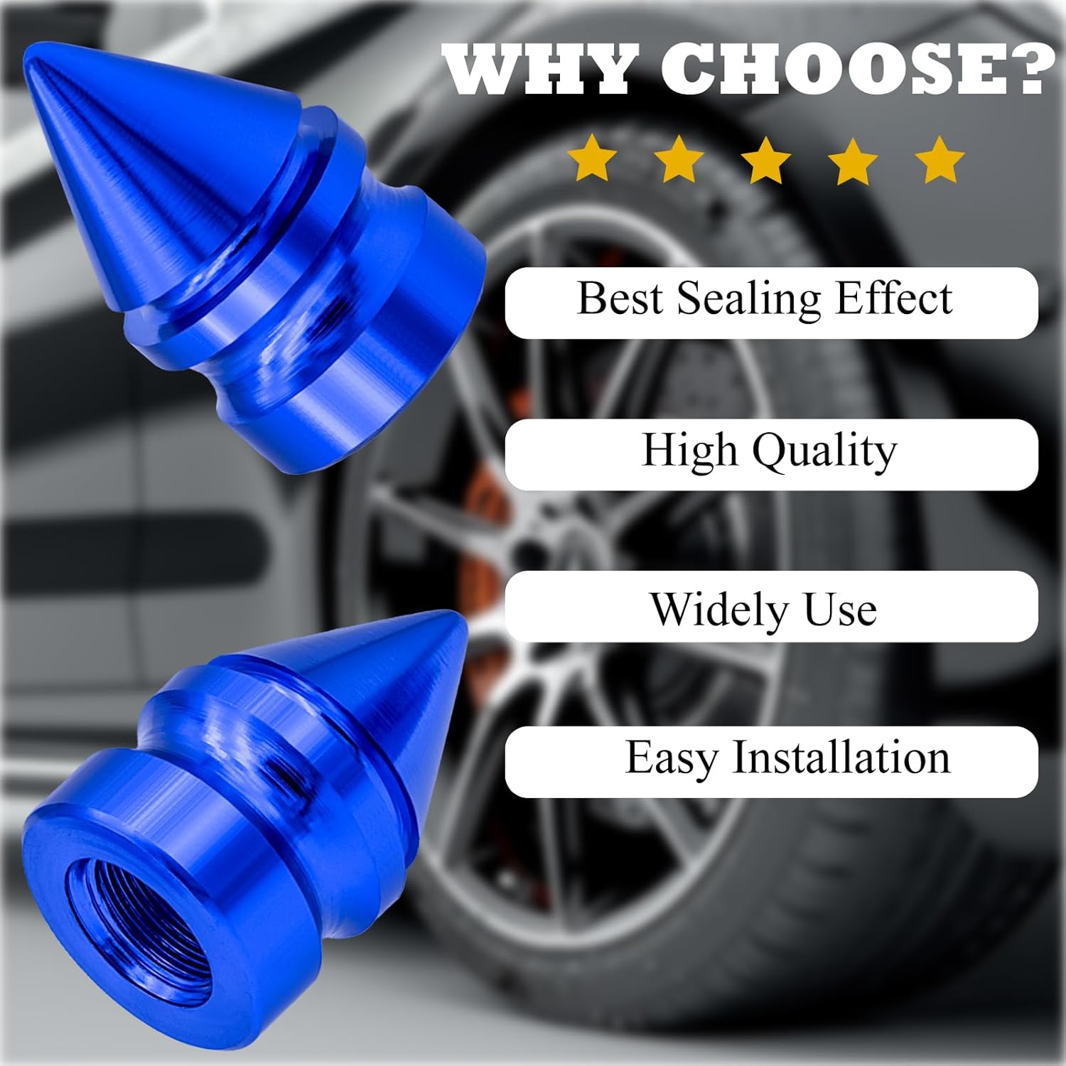 4PCS Spiked Style Tire Valve Stem Caps, Corrosion Resistant, Universal Aluminium Alloy Dustproof Tire Valve Stem Covers for Cars, SUV, Trucks, Bikes, Motorcycles, Bicycles(Blue) - Image 6