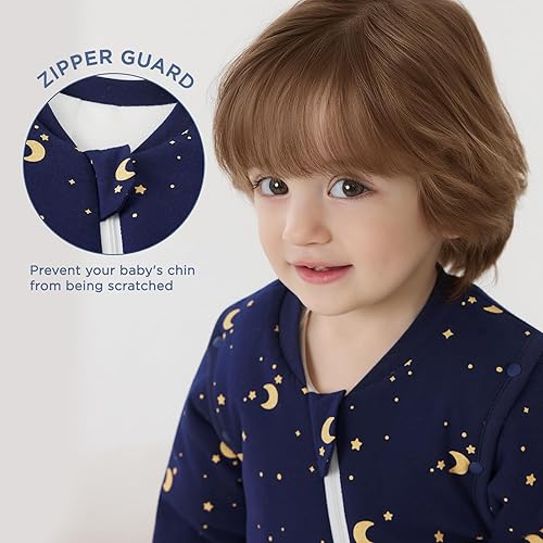 Miniatura 10 de Duomiaomiao 1.5 TOG - Saco de dormir para niños de 36 a 48 meses, 100% algodón, saco de dormir para bebé de cuatro estaciones con pies, manta