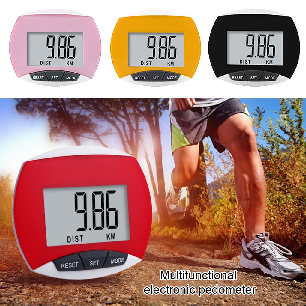 Elektroniczny licznik kroków z wyświetlaczem LCD liczenie kalorii mały cyfrowy krokomierz fitness jogging piesze wędrówki na świeżym powietrzu czerwony