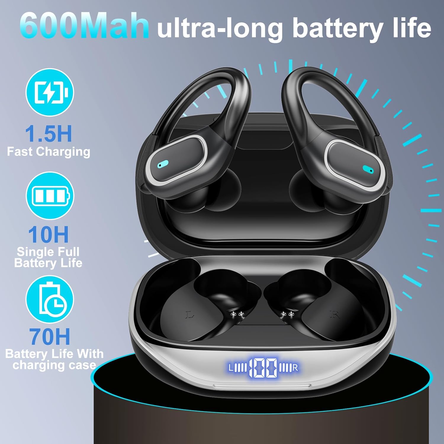 AI Translation Earbuds Real Time 164 Languages Translator Earbuds Noise Cancelling, Open Ear Wireless Earphones, Bluetooth 5.4 Headphones, Translating Device for Travel Business Study, Grey - Image 7